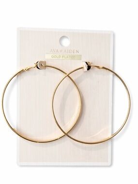Ava & Aiden Ava & Aiden Gold Plated Square Edge Large Hoop Earrings